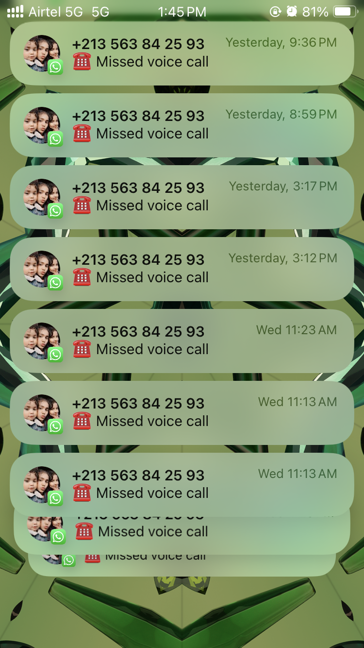 Missed calls from Toni